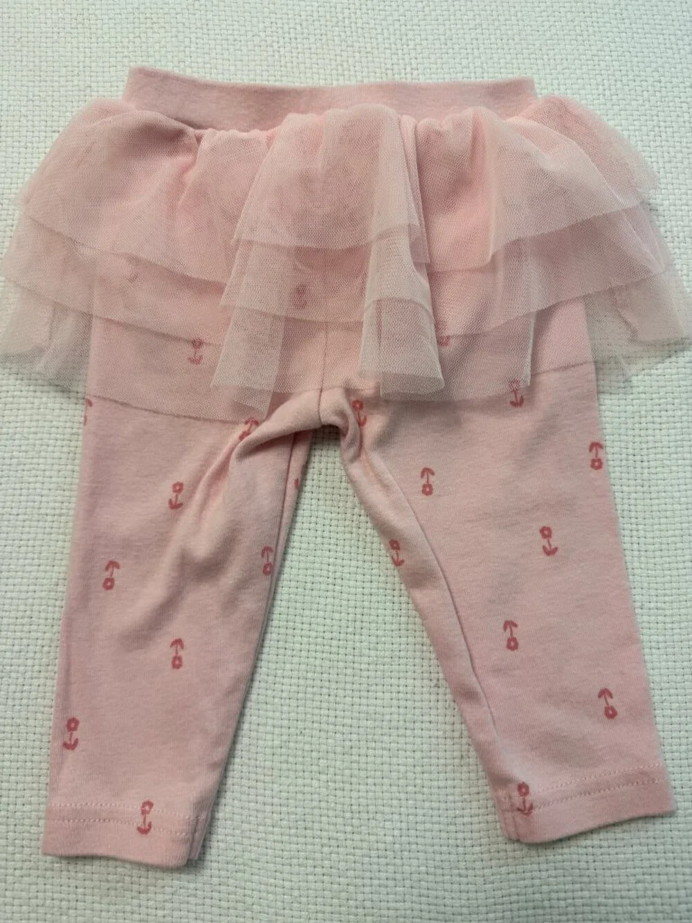Baby Girls Pink Tutu Leggings Layered Tulle Skirt Floral Print Pull On Pants